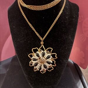 Loren Hope Large Flower pendant long necklace.